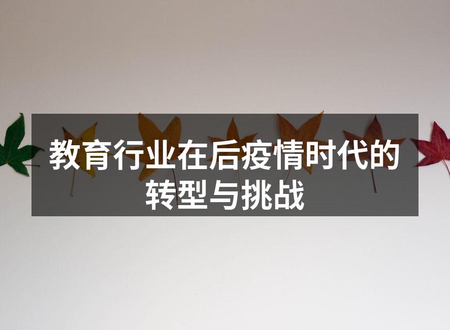 教育行业在后疫情时代的转型与挑战